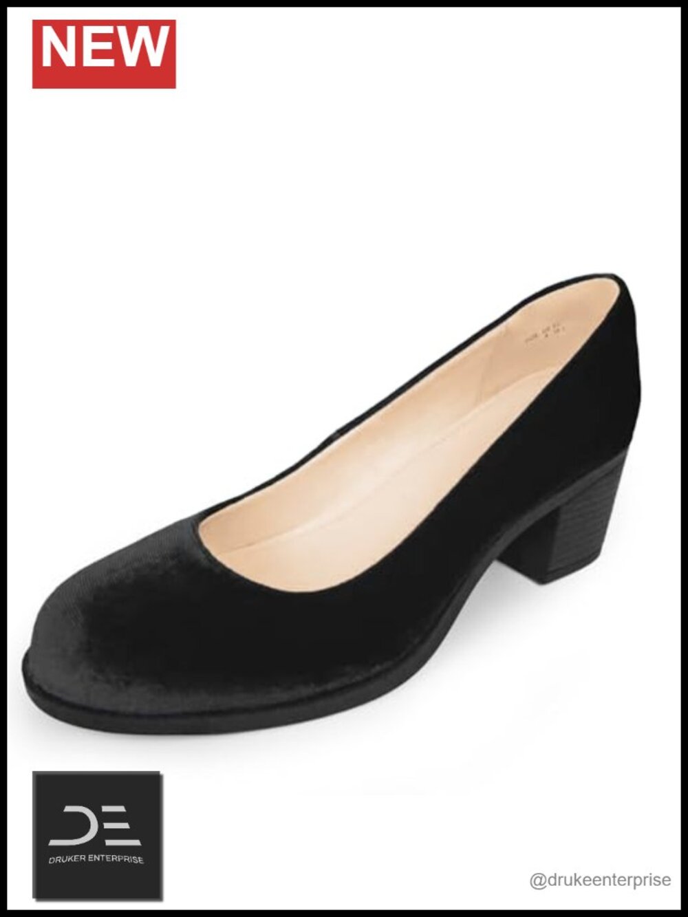 Velvet Mary Jane Pumps Low Block Heel Round Toe Slip-On Dress Shoes